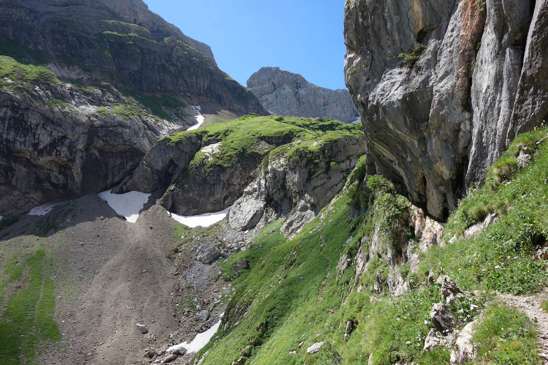 Bergweg unterhalb Felswand