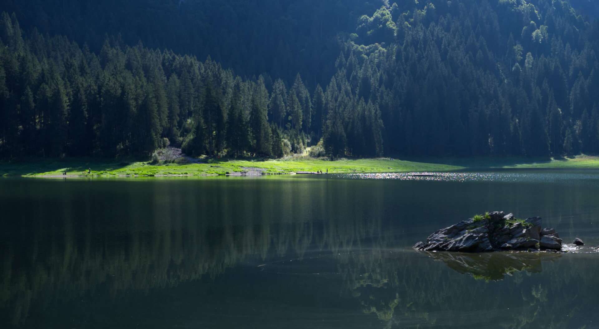 Dunkler Bergsee