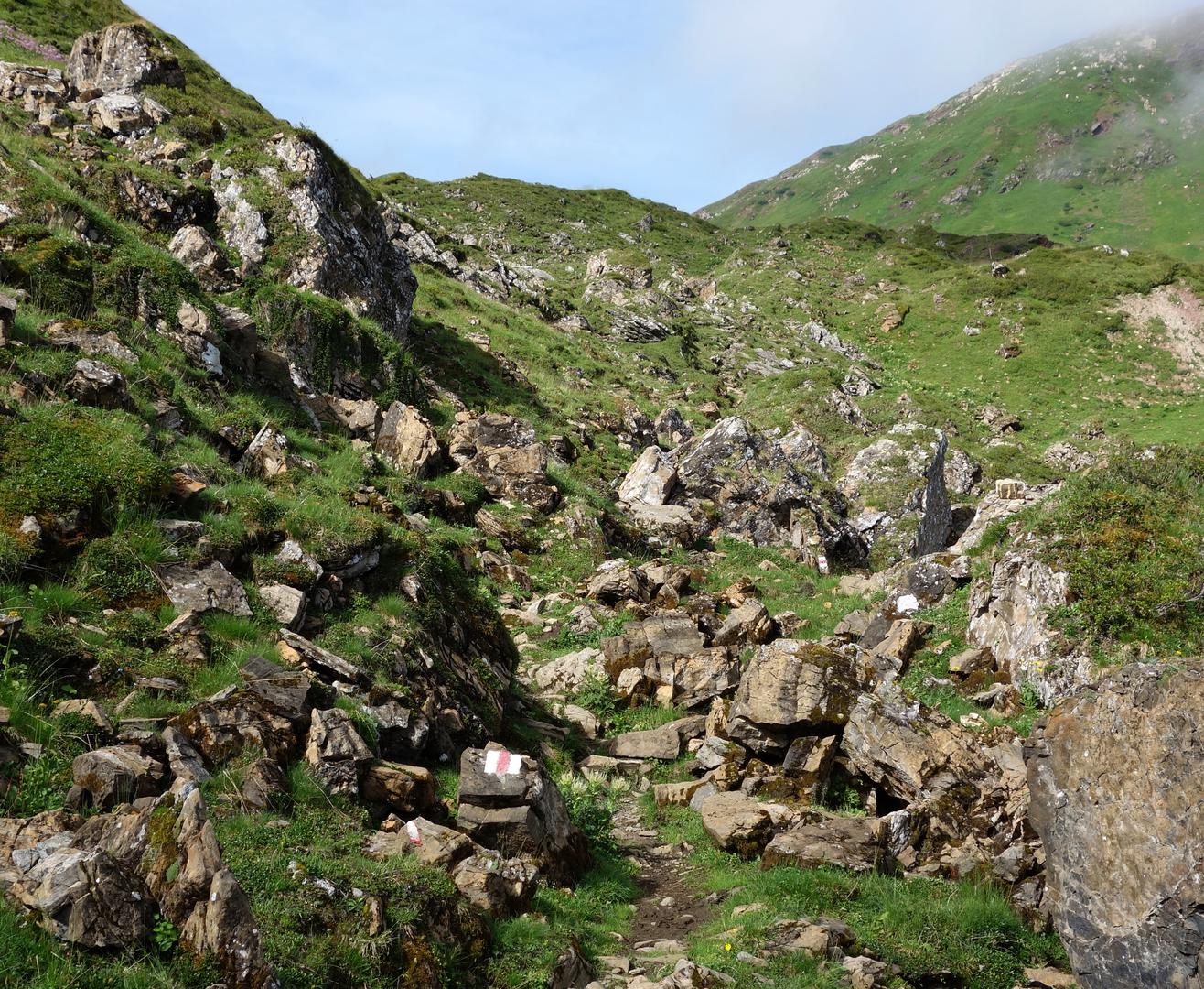 Bergweg durch Steine